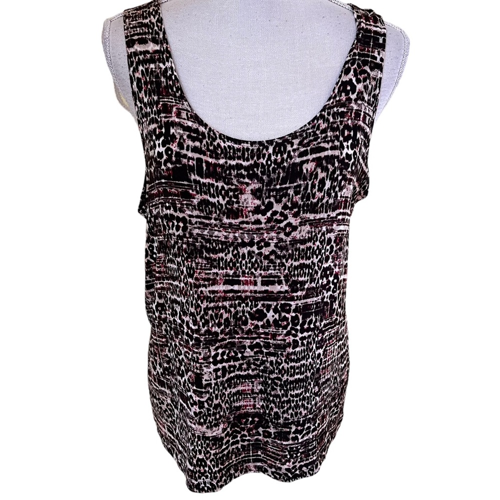 Chico's Traveler's Leopard Print Knit Sleeveless Tank Top 2(12)